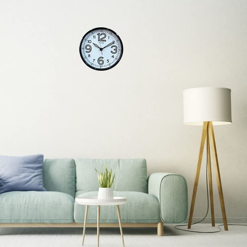 RHYTHM (Japan) Round Plastic Case Night Glow English Numbers Hands Analog Wall Clock For Living Room Bedroom Home Office Decor Gifts (Size: 31 x 4.5 x 31 CM | Weight: 735 Gram | Color: Black) - Image 3