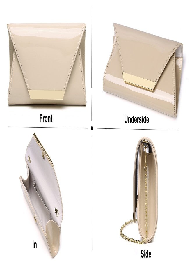 MUDUO Women Patent Leather Fashion Clutch Purses Evening Bag(Nude) - Image 3