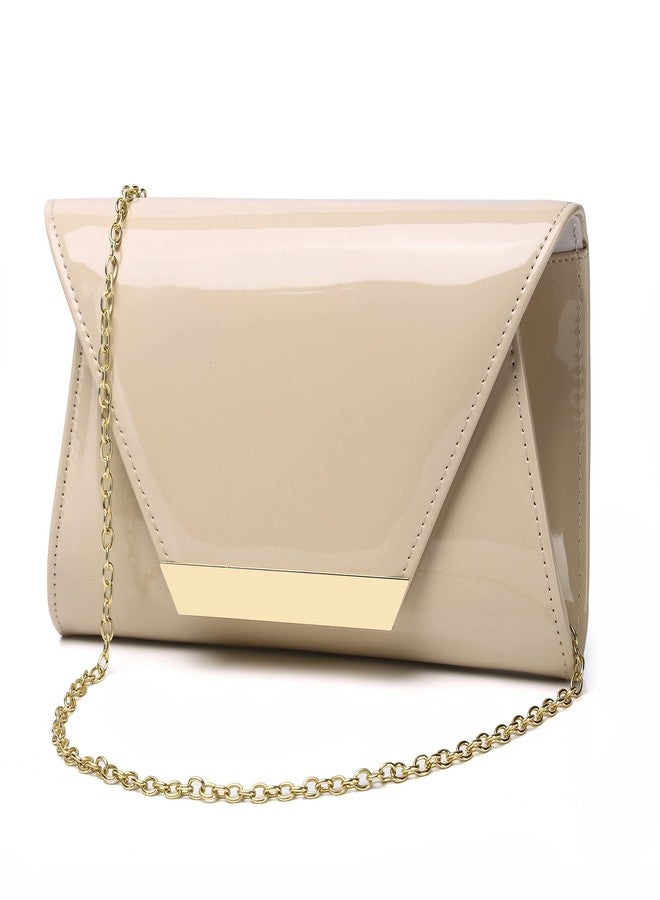 MUDUO Women Patent Leather Fashion Clutch Purses Evening Bag(Nude) - Image 1