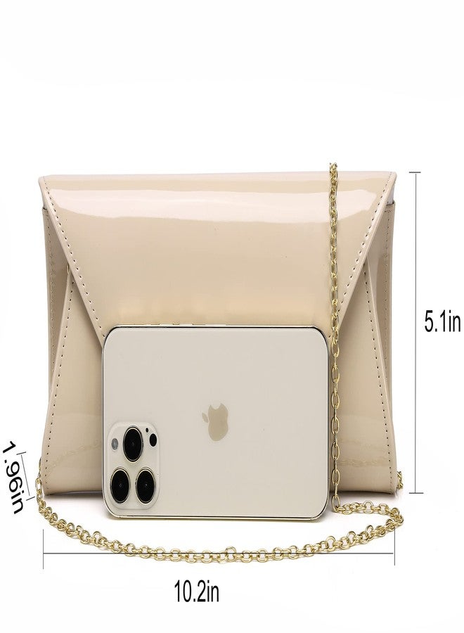 MUDUO Women Patent Leather Fashion Clutch Purses Evening Bag(Nude) - Image 5