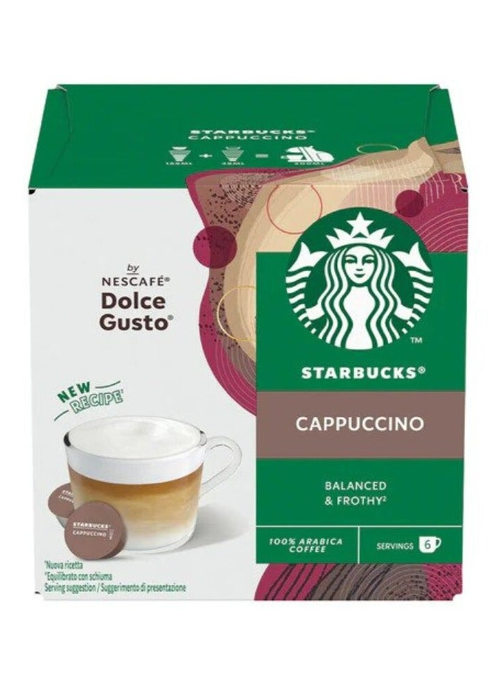 Starbucks Nescafe Dolce Gusto Cappuccino 12 Capsules of 6x14.5g, 6x5.5g - Image 1