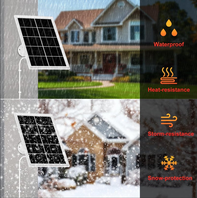 iTODOS 7W Solar Panel for Ring Camera,2Pack Solar Charger for Stick Up Cam, Stick Up Cam Pro, Spotlight Cam Plus/Pro with 10FT/3M Waterproof Long Cable and USB-C to Barrel Plug Adapter - Image 5