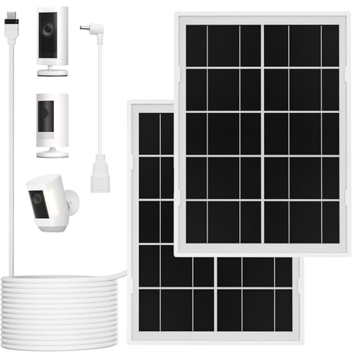 iTODOS 7W Solar Panel for Ring Camera,2Pack Solar Charger for Stick Up Cam, Stick Up Cam Pro, Spotlight Cam Plus/Pro with 10FT/3M Waterproof Long Cable and USB-C to Barrel Plug Adapter - Image 1