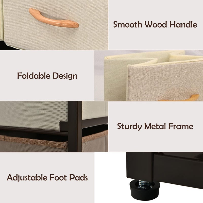 Smart Saver Smart Saver 5Drawer Dresser Fabric Chest of Drawers with Wood Top Metal Frame EasyInstall Large Storage Space Storage Organizer Unit for Bedroom Living Room Nursery Room Hallway - Image 4