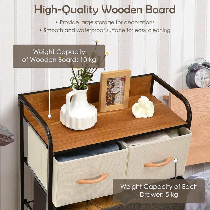Smart Saver Smart Saver 5Drawer Dresser Fabric Chest of Drawers with Wood Top Metal Frame EasyInstall Large Storage Space Storage Organizer Unit for Bedroom Living Room Nursery Room Hallway - Image 5
