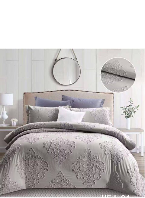 Microfiber Embroidered Soft Quality Comforter Bedding set-King Size 6Pcs 1-PC fitted bedsheet 200 * 200cm,1-PCS Comforter 220 * 240 fixed, 4PCS Super Soft Pillowcases