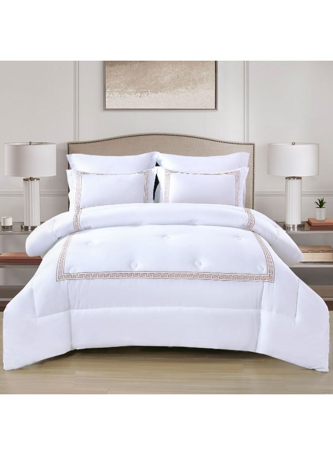 طقم لحاف سرير ميكروفايبر ناعم عالي الجودة مقاس كينج 6 قطع قطعة واحدة ملاءة سرير مقاس 200*200 سم، قطعة واحدة لحاف مقاس 220*240 ثابت، 4 قطع أكياس مخدة فائقة النعومة