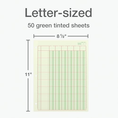 Adams Analysis Pad, 8 1/2" x 11", 100 Pages (50 Sheets), 6 Columns, Green - Image 2