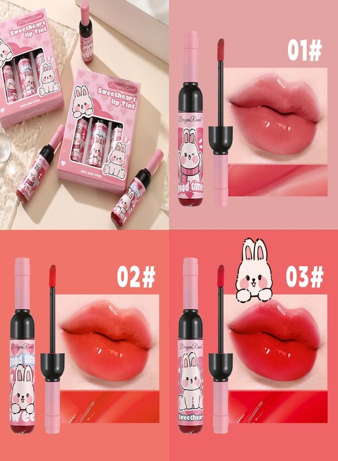 teerova 3 Colors Lip Tint Stain, High Pigment Non-Sticky Waterproof Long Lasting Lip and Cheek Tint, Gloss Finish Lip Stain Oil - Image 2