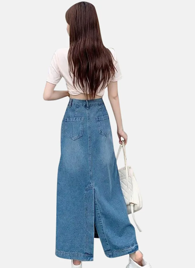 YUNIQEE Blue A-Line Maxi Skirts