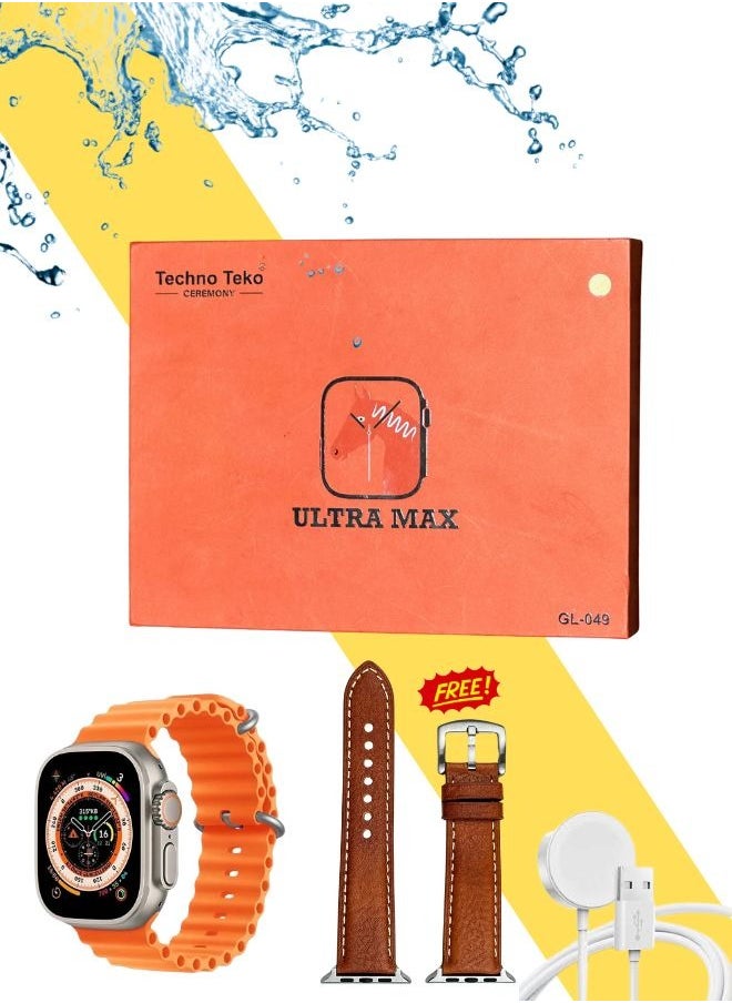 Techno Teko - Techno Teko  Ultra Smart Watch with 2 Strap and Wireless Charger for Men's and Boys wireless Charging IP68 waterproof smartwatch always on screen - Image 1
