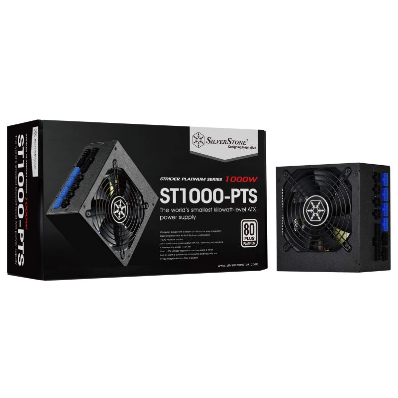 SilverStone Technology 1000 Watt Fully Modular 80 Plus Platinum Power Supply in Ultra Compact 140mm in Depth ST1000PTS