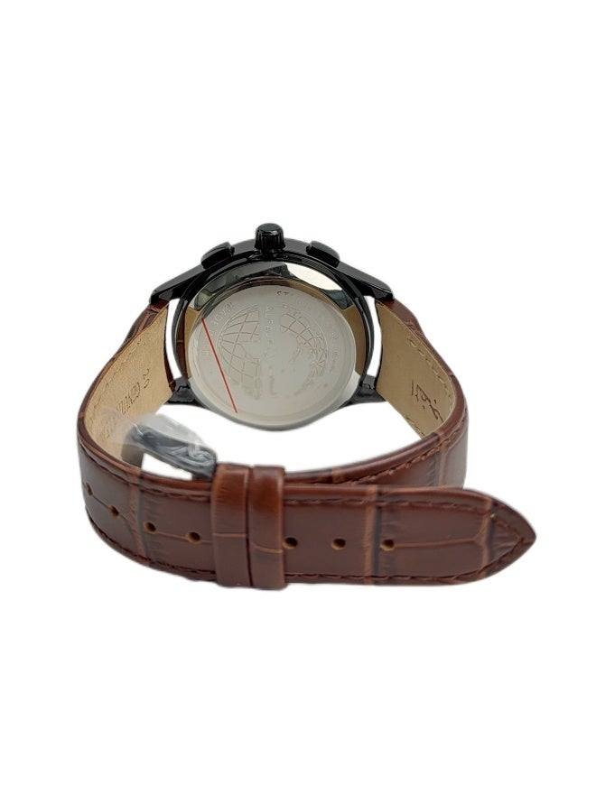 Analogue and digital dual-display Black circular dial wristwatch, brown leather strap and black dial Minimalist and fashionable style watch WW-22BBL-ZS dawn Clock. - Image 5