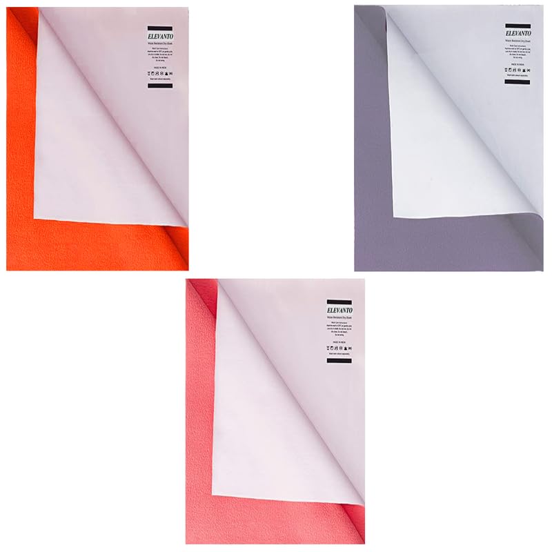 ELEVANTO Baby AntiPiling Fleece Extra Absorbent Instant Dry Sheet for Baby Baby Bed Protector Waterproof Sheet Small Size 50x70cm Pack of 3RustPurple SELMON - Image 2