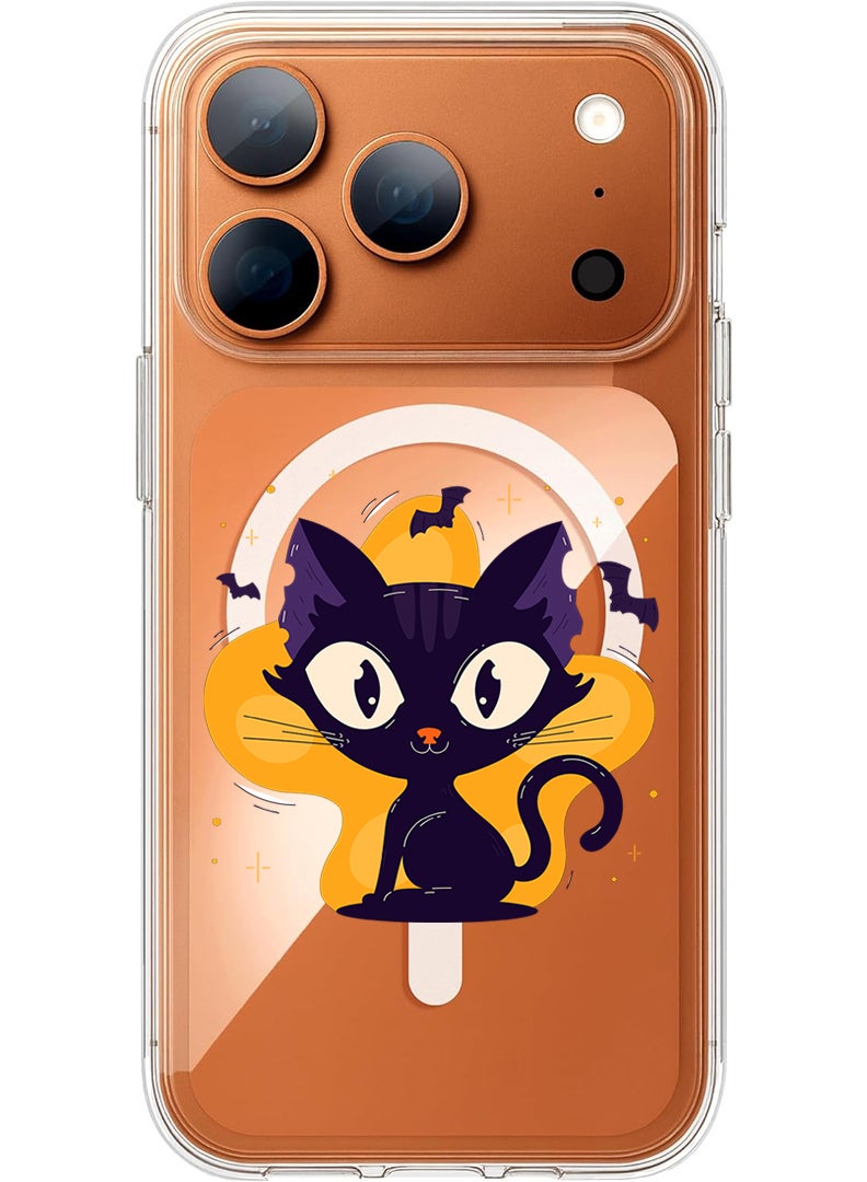 Theodor Magnetic Case for Apple iPhone 17 Pro Max Compatible with MagSafe Wireless Charging, Shockproof Phone Bumper Cover - Black Cat Halloween - Image 1