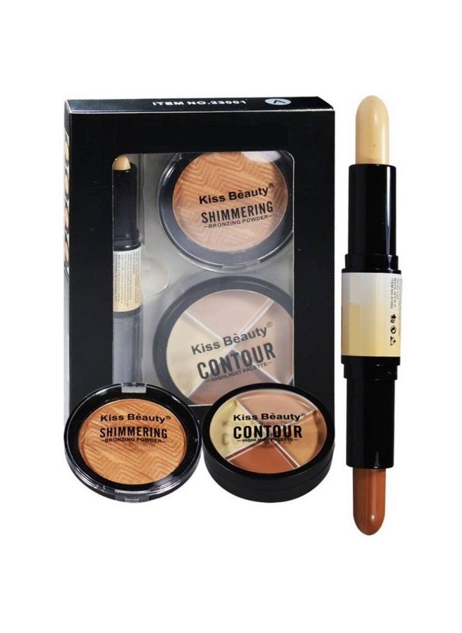 Kiss Beauty - Professional Contour Kit - Highlight And Sculpt With Flawless Precision | Best Contour And Highlighter Palette For All Skin Tones (Contour Kit-3D) - Image 1
