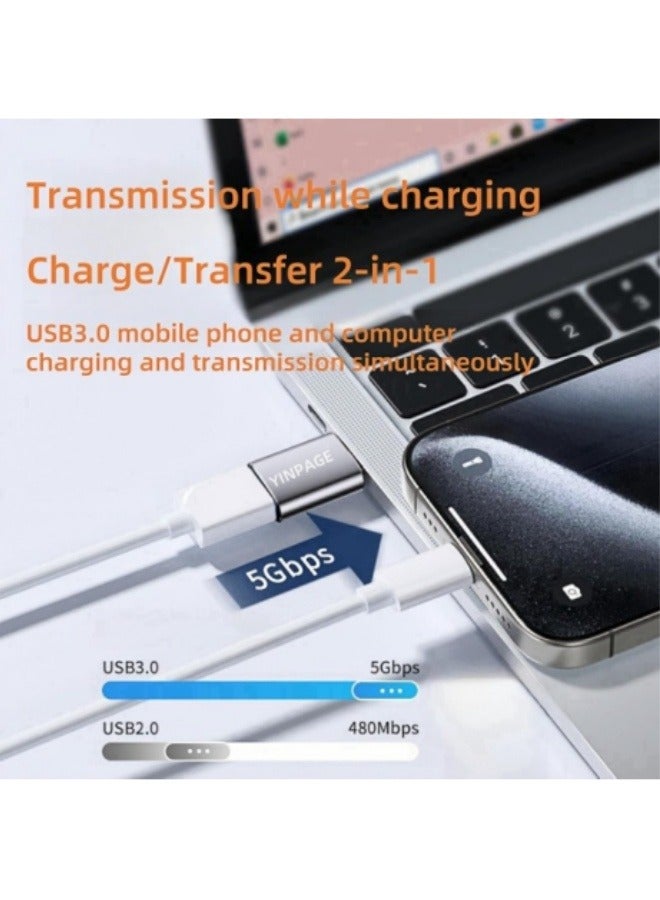 الصفحة الرئيسية عبوة 2 محول USB إلى USB C، محول USB C ذكر إلى USB 3.0 أنثى، محول USB عالي السرعة لنقل البيانات لسلسلة Samsung S24 Ultra، سلسلة iPhone 16/15، iPad، MacBook، Xiaomi، HONOR، أجهزة لوحية رمادية - Image 3