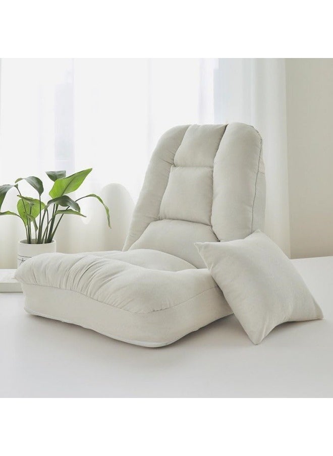 CCOVERY - Folding Floor Chair,Lounge Sofa,Lazy Sofa,Folding single-back sofa cushion,Multi Angle Adjustment Padded Sleeper Bed, White - Image 1