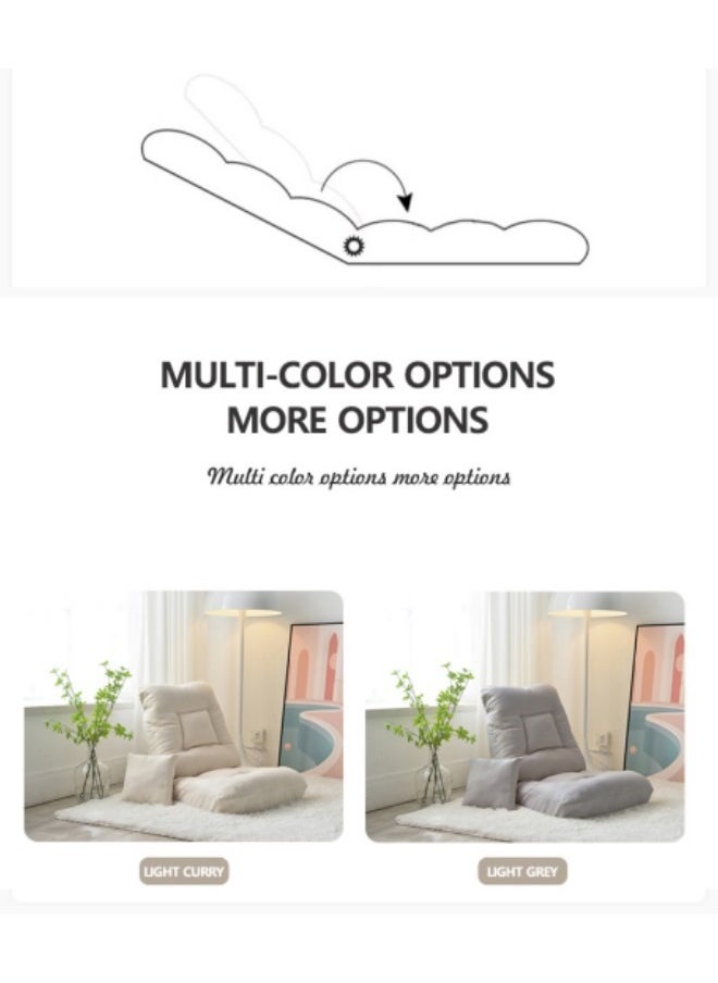 CCOVERY - Folding Floor Chair,Lounge Sofa,Lazy Sofa,Folding single-back sofa cushion,Multi Angle Adjustment Padded Sleeper Bed, White - Image 1