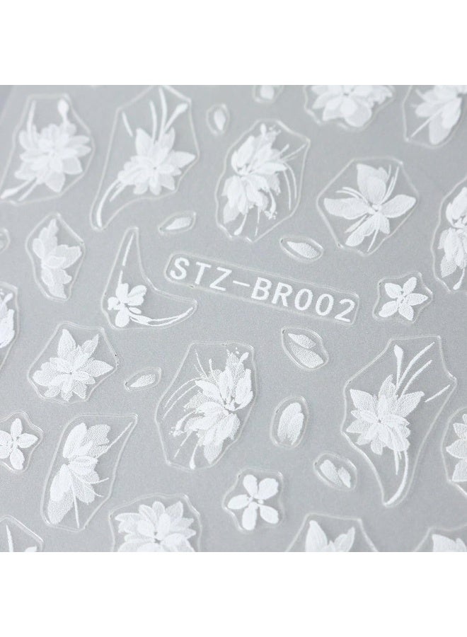 قطعتان من ملصقات تزيين الأظافر على شكل زهور بيضاء، ملصقات ثلاثية الأبعاد لأزهار الماغنوليا البيضاء، تصميم أنيق لأظافر الزفاف، ملصقات لاصقة منزلقة للنساء لتزيين أظافرهن في فصل الصيف - Image 4