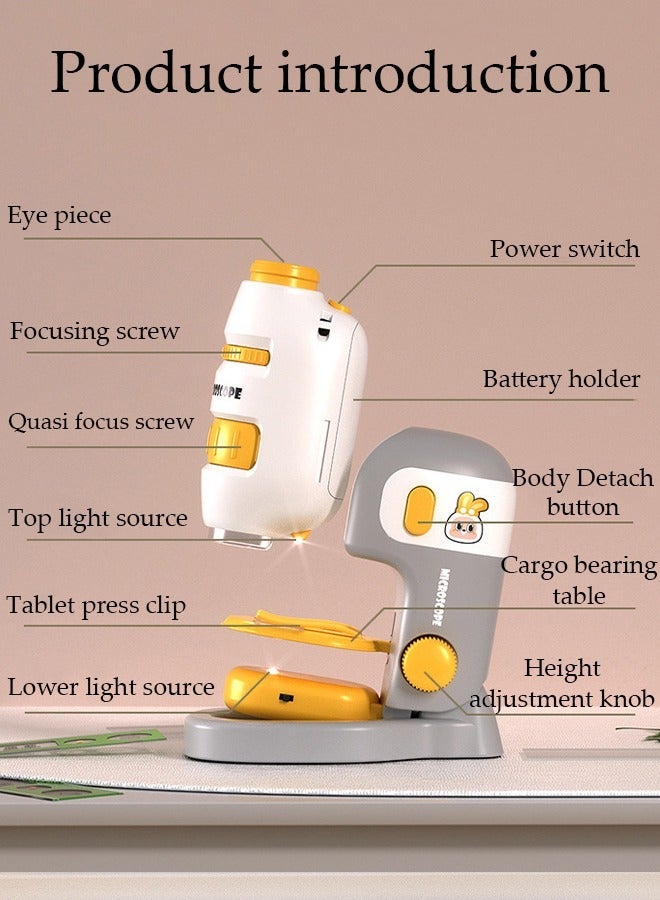 DUNISO Microscope Power LED Lighted Pocket Microscope Portable Microscope with 2 Specimens for Kids STEM and Educational Toy Interactive Learning 60X-180X - Image 2