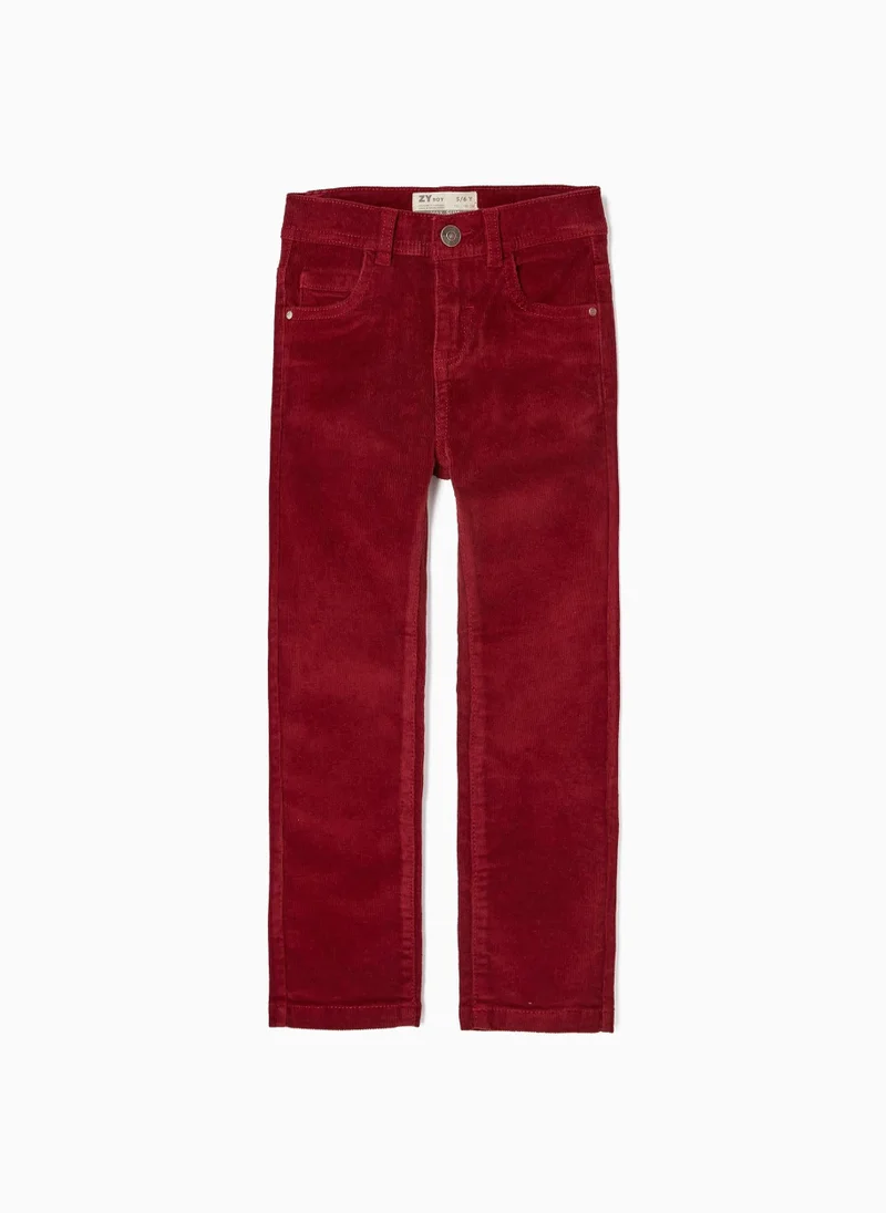 Zippy Corduroy Trousers in Cotton for Boys 'Slim Fit', Burgundy