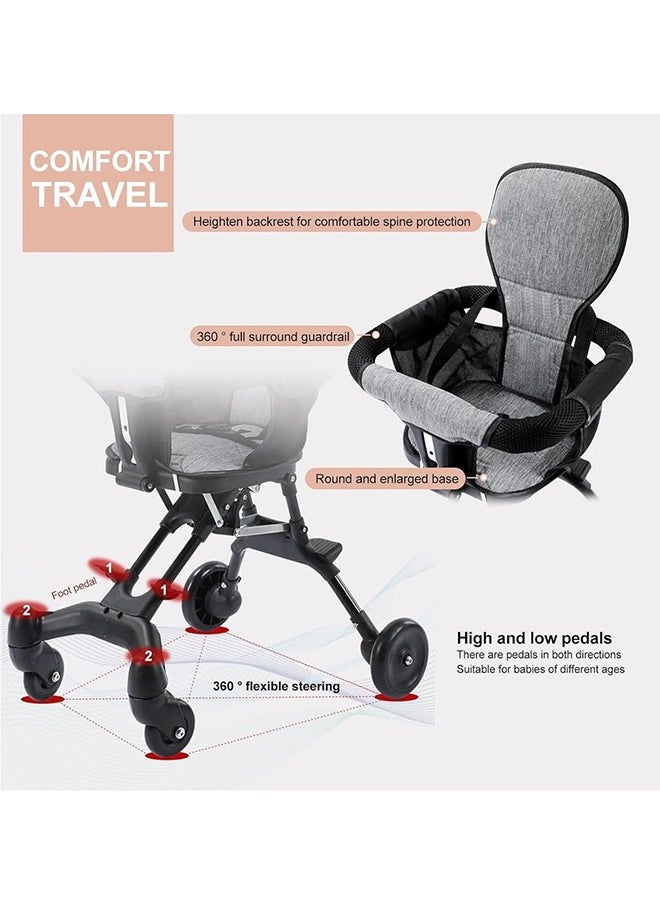 Generic Baby Stroller Foldable Portable Travel Convertible Lightweight One Hand Carry Pocket Convenient Baby Stroller With 360° View, Two-Way Rotational Seat, Sunshade, Smooth Wheels, Foot Brake, Reversible Handle And Shock Absorbent System  - Image 5