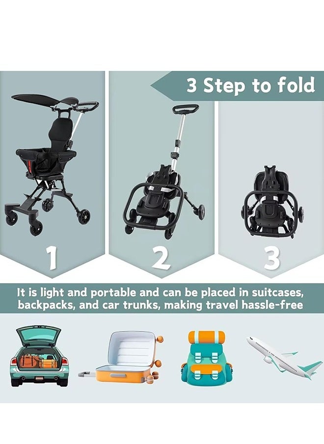 Generic Baby Stroller Foldable Portable Travel Convertible Lightweight One Hand Carry Pocket Convenient Baby Stroller With 360° View, Two-Way Rotational Seat, Sunshade, Smooth Wheels, Foot Brake, Reversible Handle And Shock Absorbent System  - Image 4