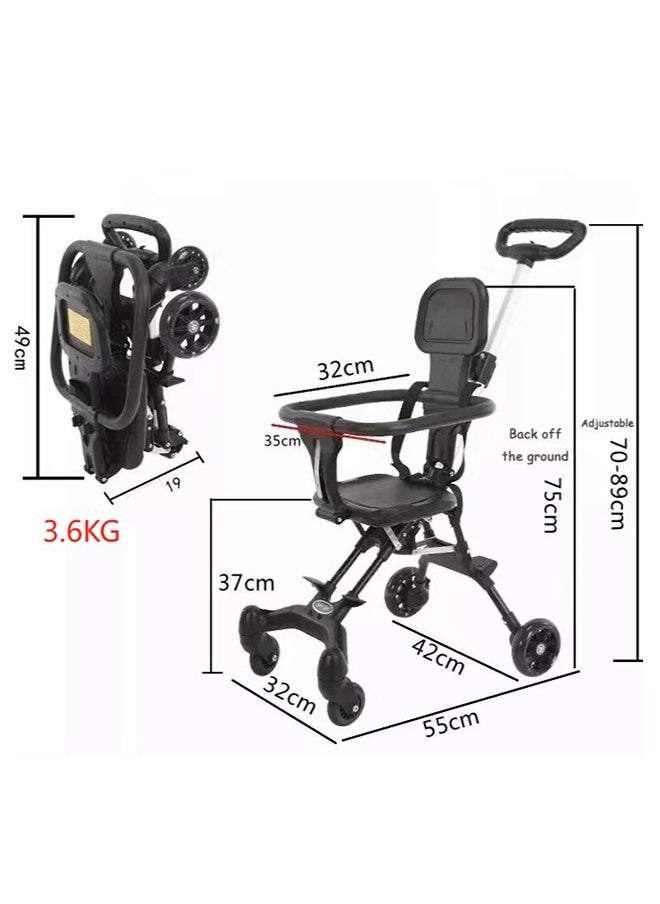 Generic Baby Stroller Foldable Portable Travel Convertible Lightweight One Hand Carry Pocket Convenient Baby Stroller With 360° View, Two-Way Rotational Seat, Sunshade, Smooth Wheels, Foot Brake, Reversible Handle And Shock Absorbent System  - Image 2