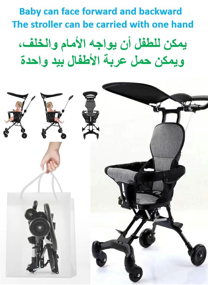 Generic Baby Stroller Foldable Portable Travel Convertible Lightweight One Hand Carry Pocket Convenient Baby Stroller With 360° View, Two-Way Rotational Seat, Sunshade, Smooth Wheels, Foot Brake, Reversible Handle And Shock Absorbent System  - Image 1