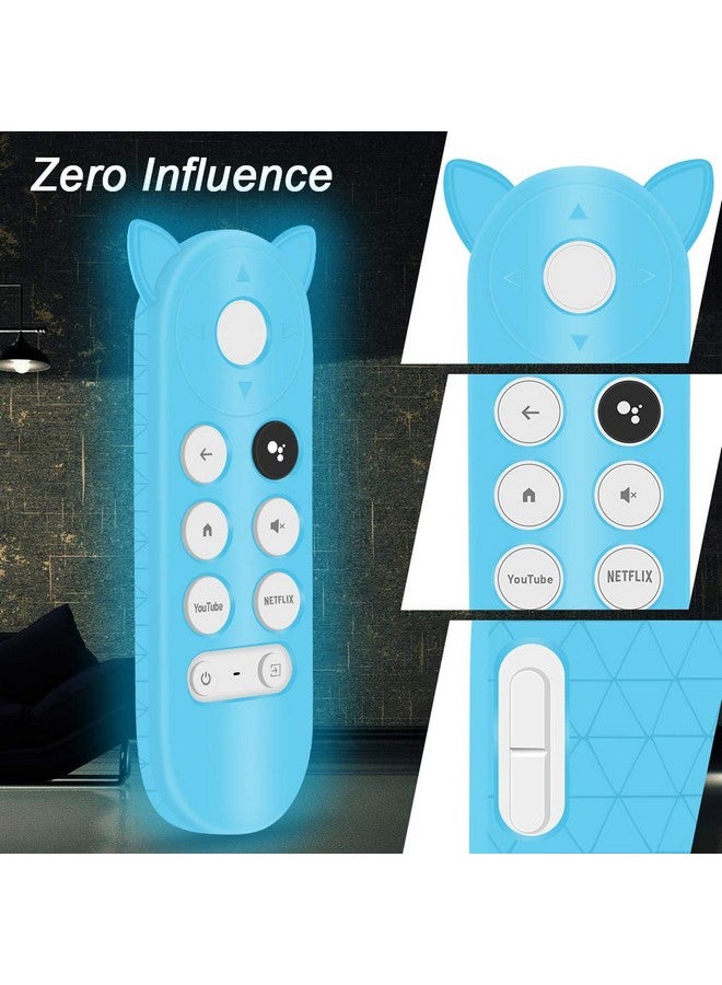 Oyrlize 3Pack Silicone Protective Case For Google Chromecast Remote Control,Remote Case Holder Skin For Google 2020 Voice Remote,Shockproof Bumper Remote Back Covers Protector -Glowpurple Glowblue Glowgreen - Image 2