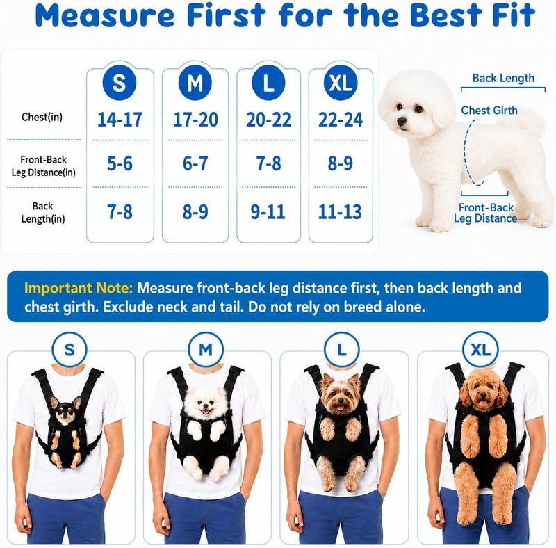 Mosago Dog Backpack Carrier, Puppy Carriers for Small Dogs 8-12 Lbs, Wearable Small Dog Carrier Sling Backpack, Adjustable Chest Pet Front Carry Travel Bag for Hiking/Traveling, Cat Stroller, Large - Image 4