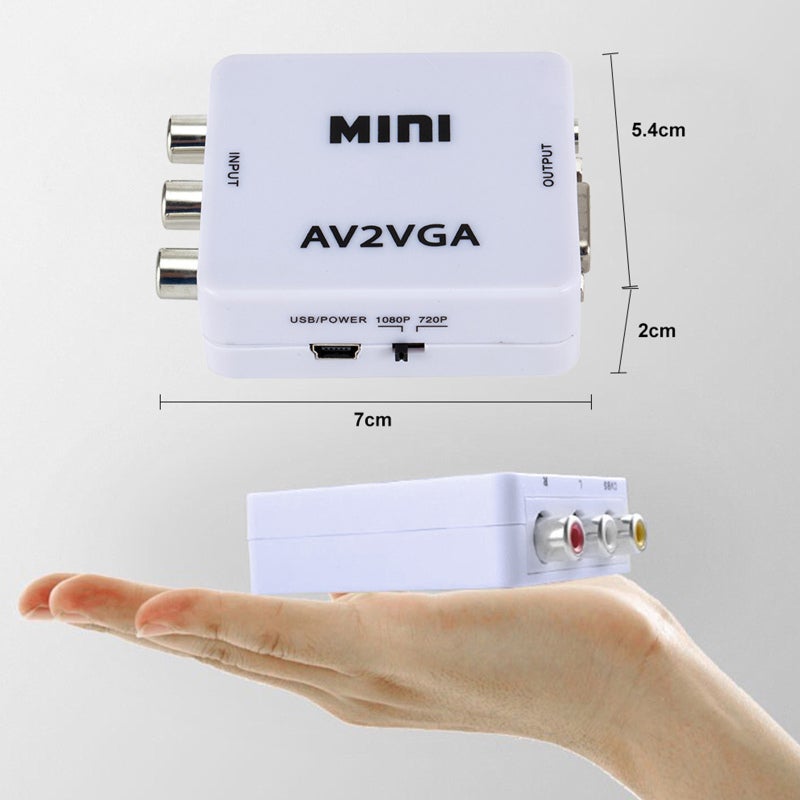 محول فيديو HD AV2VGA AV RCA CVBS إلى VGA مع تردد مسح متقدم - التعرف التلقائي على الدقة لمؤتمرات الفيديو، مسرح المنزل، وعروض الأعمال - Image 2