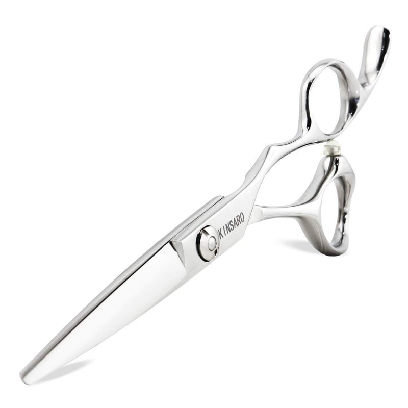 KINSARO 5.5" Barber Hair scissors Professional Hair Cutting Shears 440C Hair Cutting Scissors Shears Haircut Scissors Silvery Convex Blades KINSARO for Hairdresser Barber or Home Use - Image 1