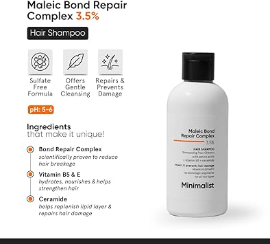 Minimalist Maleic Bond Repair Complex 35 Hair Shampoo with Ceramide Coconut oil Betaine For Damaged Frizzy Hair For Women Men For All Hair Types 250 ml - Image 2
