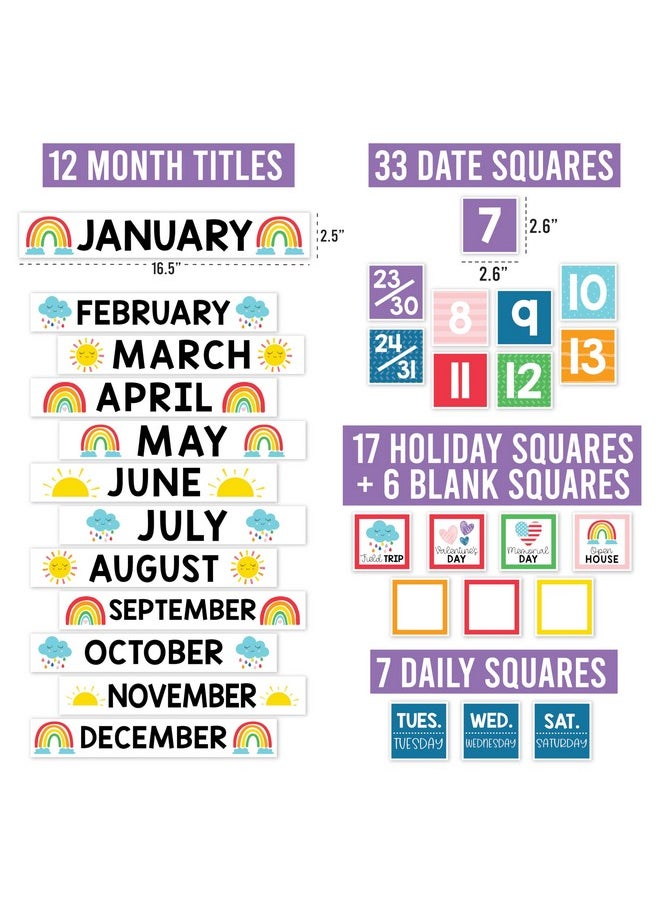 Hadley Designs Colorful Classroom Calendar Set Bulletin Board Sets For Teachers - Bulletin Board Calendar For Classroom, School Calendar, Calendar Bulletin Board Set For Classroom Decoration  - Image 2