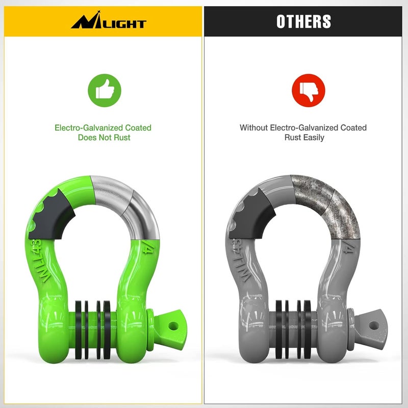 Nilight Multi-demand compliant quality 2 Pack 3/4" D-Ring Shackle with 7/8" Screw Pin 41,887lbs Break Strength, Heavy Duty Off Road Recovery Shackle with Isolators Washers for Use with Tow Strap, Winch, Off-Road Jeep Truck Vehicle Global assemble options - Image 5