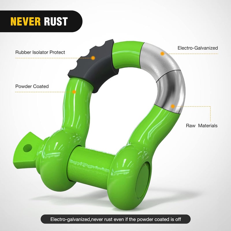 Nilight Multi-demand compliant quality 2 Pack 3/4" D-Ring Shackle with 7/8" Screw Pin 41,887lbs Break Strength, Heavy Duty Off Road Recovery Shackle with Isolators Washers for Use with Tow Strap, Winch, Off-Road Jeep Truck Vehicle Global assemble options - Image 4