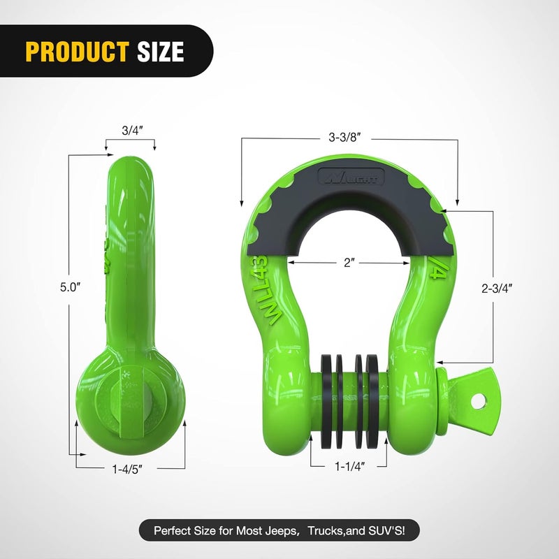 Nilight Multi-demand compliant quality 2 Pack 3/4" D-Ring Shackle with 7/8" Screw Pin 41,887lbs Break Strength, Heavy Duty Off Road Recovery Shackle with Isolators Washers for Use with Tow Strap, Winch, Off-Road Jeep Truck Vehicle Global assemble options - Image 2