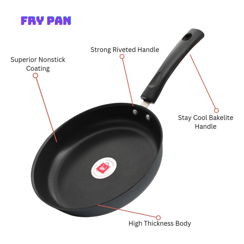 LAZYwindow Nonstick Cookware Combo - Tadka Pan and Tawa with Black and Grey Base for Versatile Cooking - Image 5
