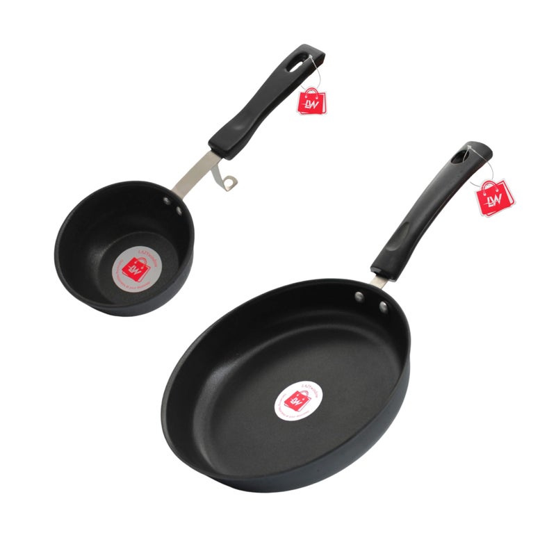 LAZYwindow Nonstick Cookware Combo - Tadka Pan and Tawa with Black and Grey Base for Versatile Cooking - Image 1