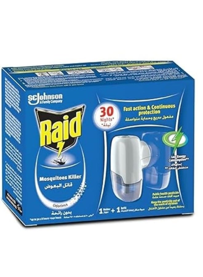 Raid Liquid Electric Mosquito Killer Machine + Refill (30 Nights, Odorless) – Fast Action Mosquito Repellent Plug-In Heater Set for Home & Bedroom | Low Energy Consumption - Image 1