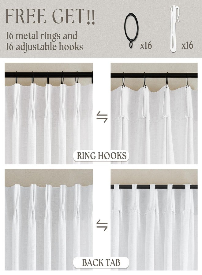 TWODRAPES White Linen Pinch Pleated Curtains 102 Inches Long 2 Panels for Living Room Bedroom Snow White Thick Linen Pleated Hooks Rings Back Tab Luxury Light Filtering 102 Inch Curtain Drapes for Sliding Door - Image 5