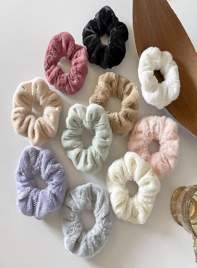 LOCKLUX Plain Multicolor Fur Hair Scrunchies Set for Women & Girls - Soft Hair Scrunchies, Fancy Hair Band, Elastic Rubber Band Hair Accessories | Storng Grip scrunchies for girls and women Pack of 4 at Random Color - Image 4