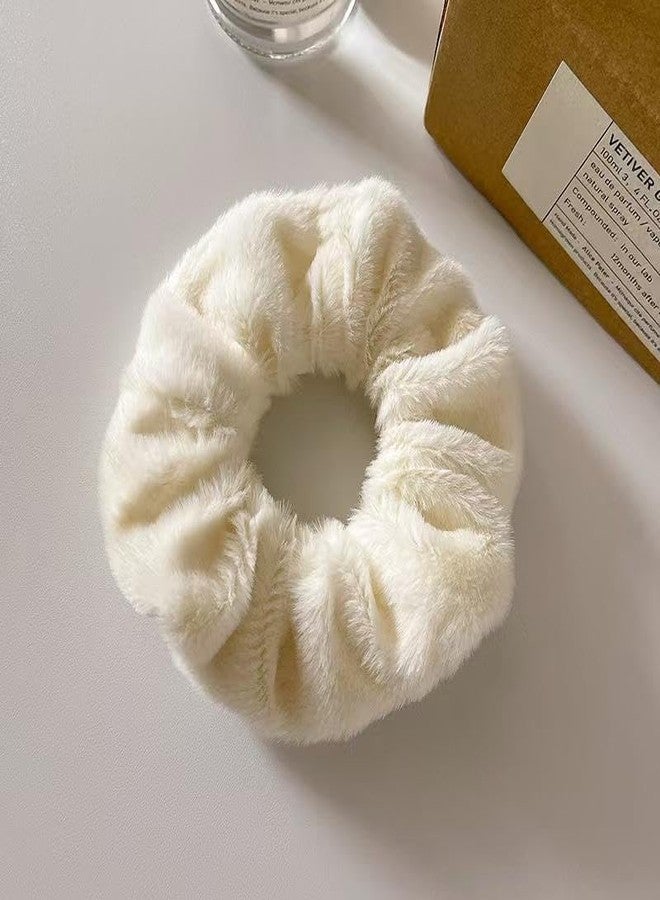 LOCKLUX Plain Multicolor Fur Hair Scrunchies Set for Women & Girls - Soft Hair Scrunchies, Fancy Hair Band, Elastic Rubber Band Hair Accessories | Storng Grip scrunchies for girls and women Pack of 4 at Random Color - Image 2
