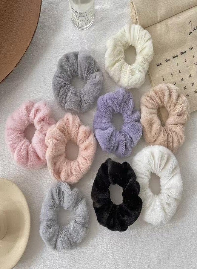 LOCKLUX Plain Multicolor Fur Hair Scrunchies Set for Women & Girls - Soft Hair Scrunchies, Fancy Hair Band, Elastic Rubber Band Hair Accessories | Storng Grip scrunchies for girls and women Pack of 4 at Random Color - Image 3