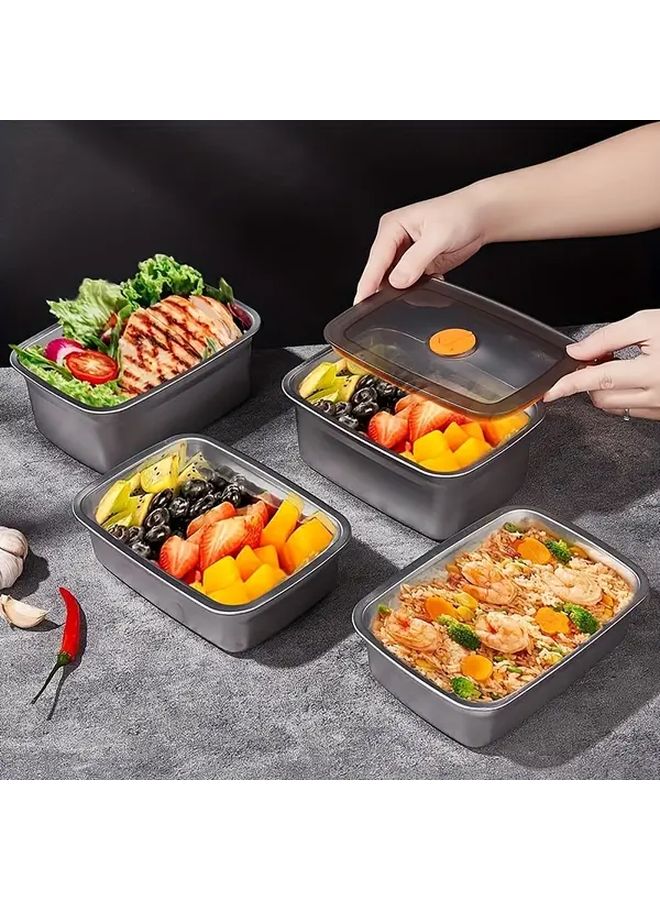 4 Piece Stainless Steel Food Storage Containers 40.58oz 2 Count And 50.72oz 2 Count For Meal Prep Freezing Lunch - Image 4
