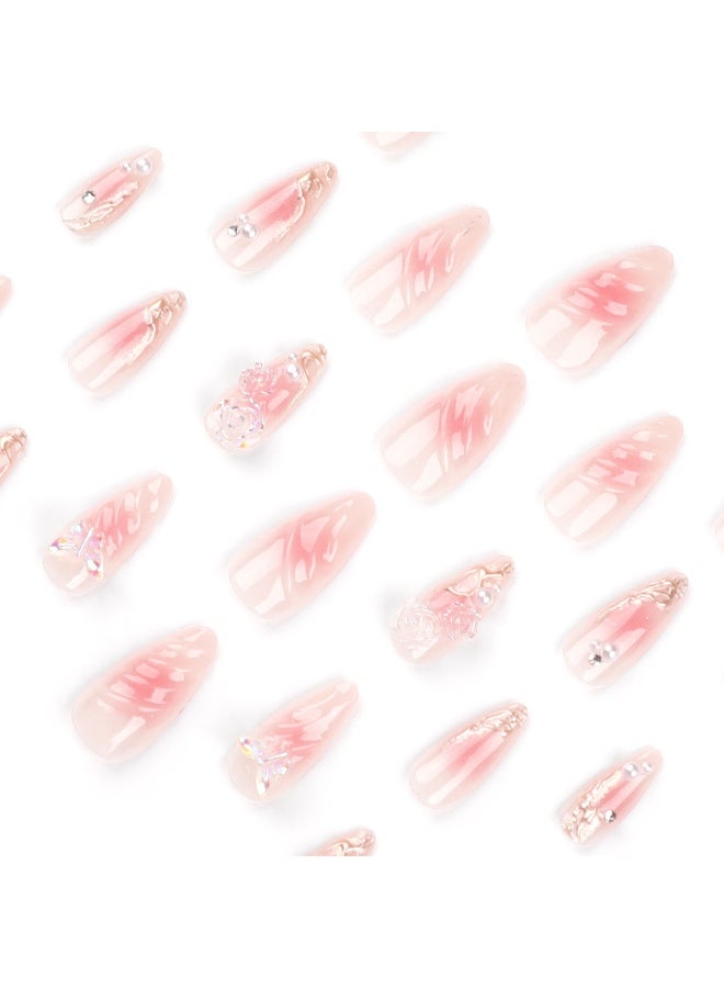 NIKITA.VIVI 24Pcs Press on Nails, False Nails, Fake Nails Set for Women Girls Nail Art Accessories, Press on Nail with Glue Stickers for Easy Apply, Stick on Fingernails Set - Image 4