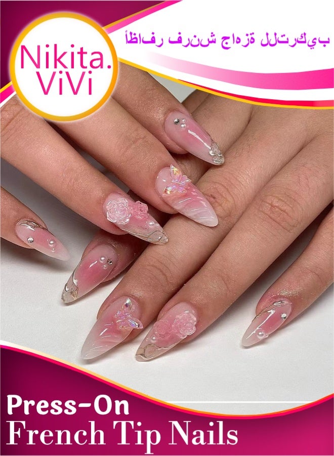 NIKITA.VIVI 24Pcs Press on Nails, False Nails, Fake Nails Set for Women Girls Nail Art Accessories, Press on Nail with Glue Stickers for Easy Apply, Stick on Fingernails Set - Image 1