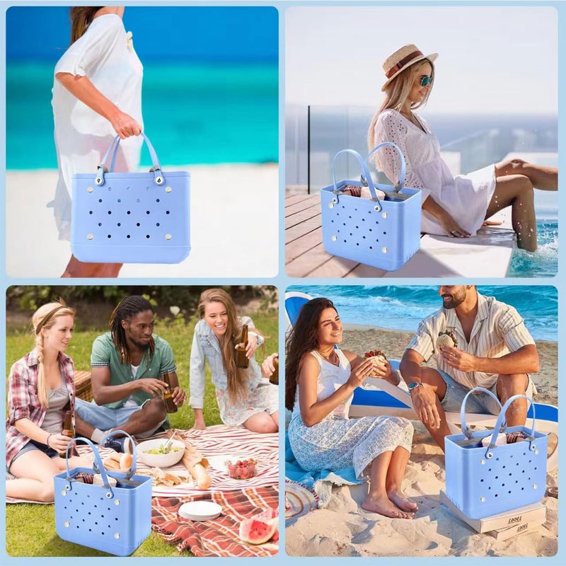 XYFuuee Beach Bag Organizer Inserts for Original Large Bogg Bag Accessories with 8 Removable Metal Fasteners, Lightweight Mesh Insert Divider Pouch, Organizing Rubber Tote, Save Space, Blue XL - Image 5